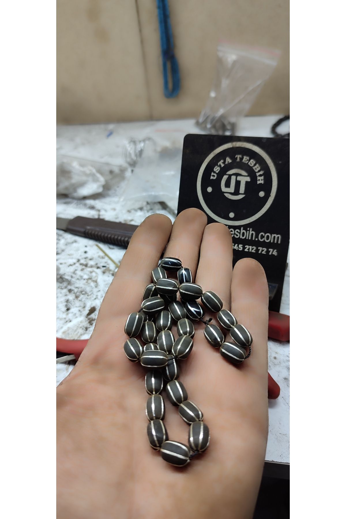 Sıddık Kılıç Usta Yapımı Kapsül Model Oltu Taşı Tesbih